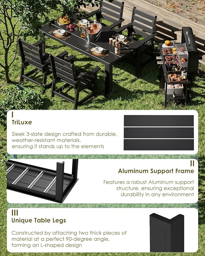 GREENVINES Outdoor Dining Table | 67’’ | HDPE | Rectangle Tables - Image 3