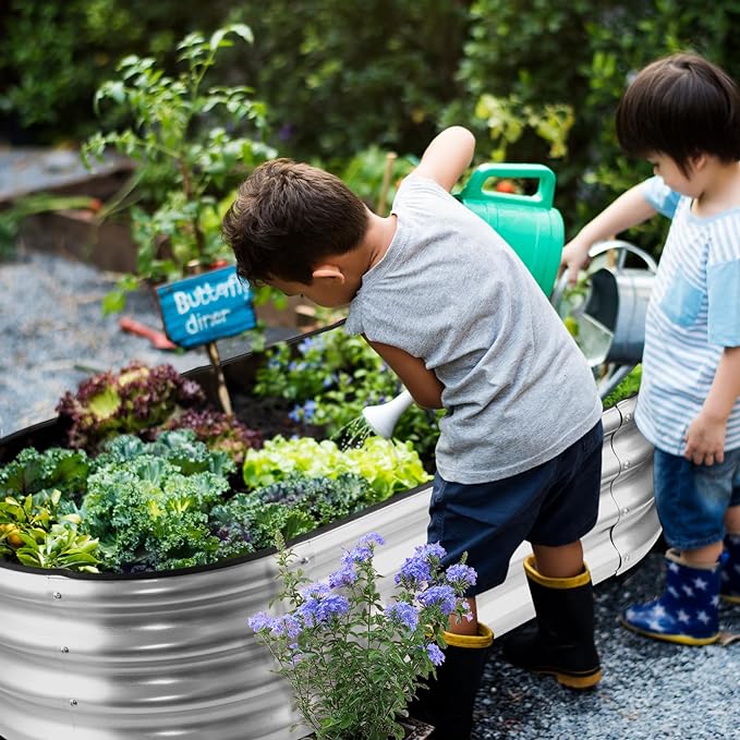 JERIA Raised Garden Bed, Galvanized Raised 2 Pcs 4×2×1ft Planter Boxes Outdoor - Image 6