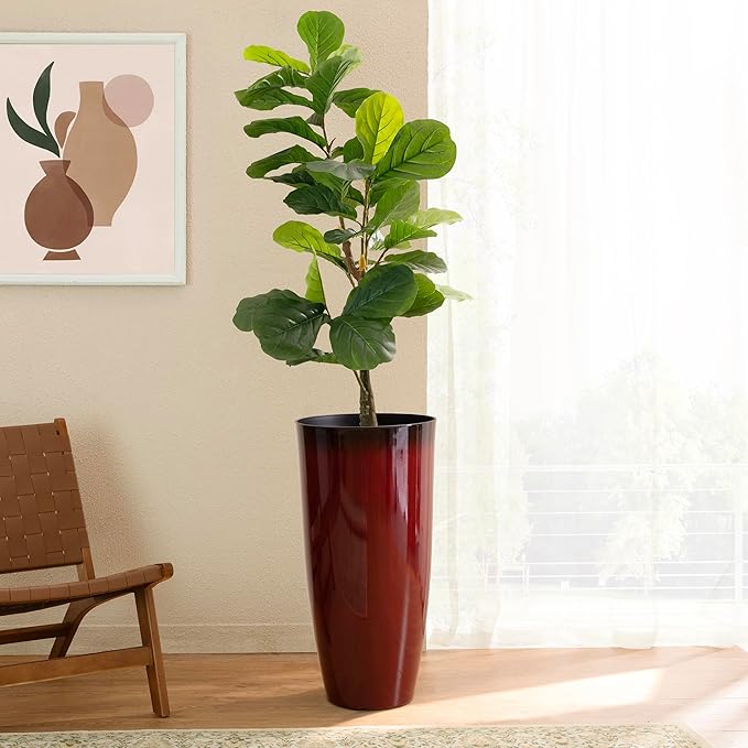 Glitzhome 30" H Oversized Tall Planter, Gradient Red Faux Ceramic Finish - Image 5
