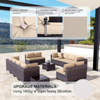 Kullavik 14 Pieces Outdoor Patio Furniture Set PE Wicker Rattan Sectional Sofa - Image 3