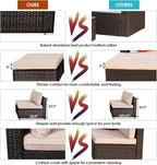 Tangkula 5 Pieces Patio Rattan Furniture Set, Outdoor Sectional Rattan Sofa Set - Image 3