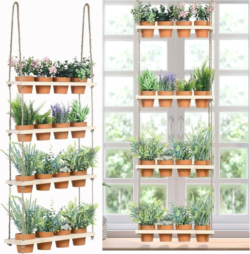 4 Tiered Window Plant Shelves Hanging Herb Planter Indoor Display by FillTouch