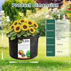 5 Pack 10 Gallon Thickened Grow Bags, Aeration Nonwoven Fabric Planting Bags - Image 2
