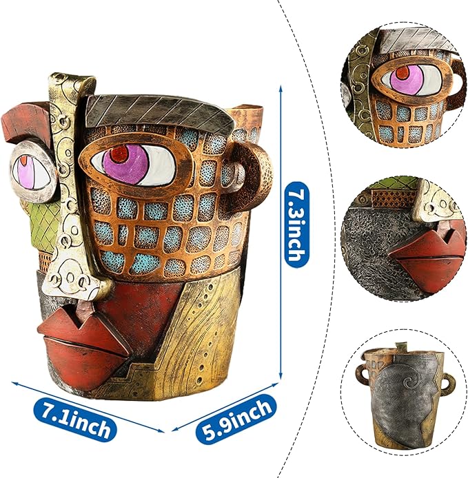 Abstract Face Planters Pots Head, Unique Head Planter - Image 3