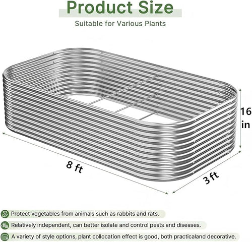 2 PCS Tall 8x3ft Galvanized Raised Garden Bed Outdoor, Metal Garden Bed - Image 2