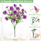 Bassion Artificial Flowers for Outdoors, 24 Bundles UV Resistant Fake Flowers - Image 3