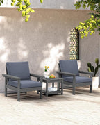 SERWALL HDPE Patio Sofa Set, 3-piece Sectional Outdoor Furniture Set, All - Image 7