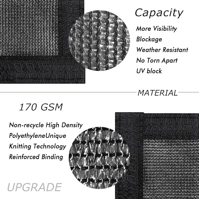 UPGRADE Privacy Fence Screen 3'x74' Black Outdoor 90% Visibility Blockage 170 - Image 2