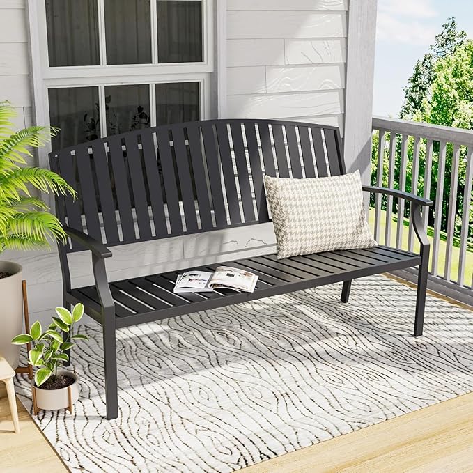 52" Outdoor Bench Weatherproof, Rust-Resistant Aluminum Metal Patio Garden Bench - Image 5