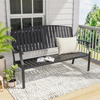 52" Outdoor Bench Weatherproof, Rust-Resistant Aluminum Metal Patio Garden Bench - Image 5