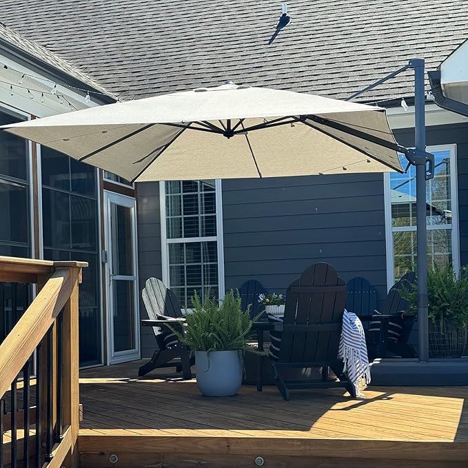 PURPLE LEAF Patio Umbrella 10' X 10' Rectangle Cantilever Umbrella Large by Unknown
