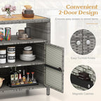 Tangkula Rattan Outdoor Storage Cabinet, Patiojoy Outdoor Cabinet - Image 6