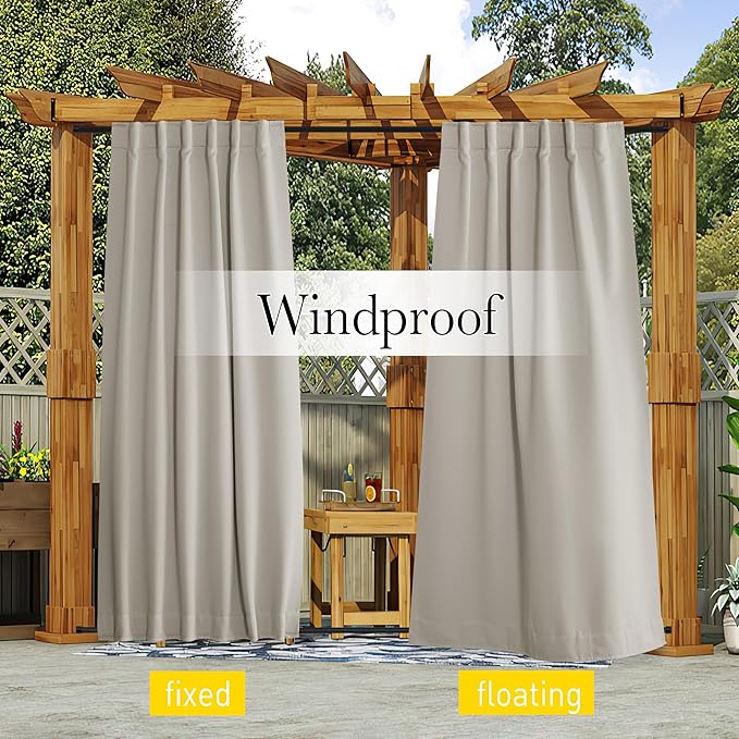 NICETOWN 2 Panels Fixed Outdoor Curtains - Image 2