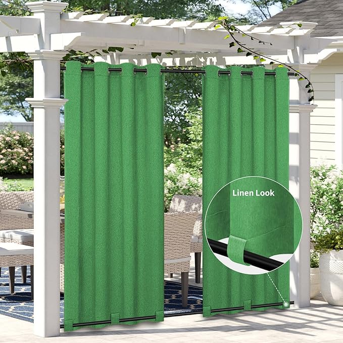 Easy-Going Linen Look Outdoor Curtains Waterproof Windproof Porch Curtains by Easy-Going