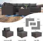Kullavik 12 Pieces Outdoor Patio Furniture Set PE Wicker Rattan Sectional Sofa - Image 5