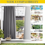 NICETOWN 2 Panels Outdoor Curtains Waterproof Pocket & Back Tab on Top & Bottom - Image 7