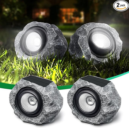 2 Pack Solar Rock Lights Outdoor, Angle Adjustable Solar Lights Outdoor by DGSCAK