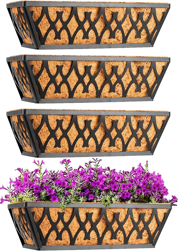 2 Pack 14 Inch Window Boxes Planters Railing Planter Box - Image 5