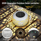 Solar Lanterns Outdoor Waterproof: 2 Pack White Hollow Out Metal Solar Lights - Image 4