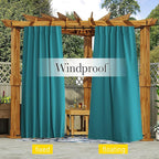 NICETOWN 2 Panels Outdoor Curtains Waterproof Pocket & Back Tab on Top & Bottom - Image 4