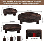 3 Pcs Wood Plant Stand Indoor Outdoor, Round Wood Riser - Image 4