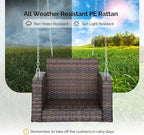 VINGLI 2.2 FT 1-Person Use Rattan Porch Swing Outdoor Support 440 LBS - Image 5