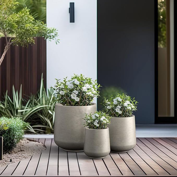Kante 15.3"+11.6"+8.2" Dia Round Concrete Planter, Large Outdoor Indoor Planter - Image 6
