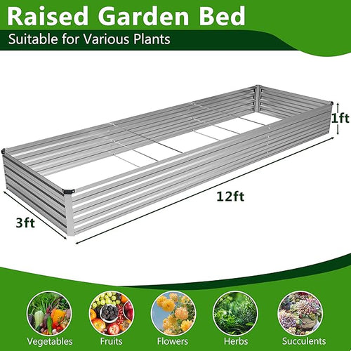 2PCS 12x3x1ft Galvanized Raised Garden Bed Kit, Metal Planter Box - Image 2