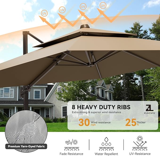 9x12FT Cantilever Patio Umbrella - Image 3