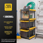 BLACK & YELLOW 4-Tier Heavy Duty Plastic Storage Shelves that Support up to - Image 4