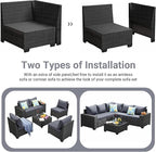 Jing's Villa 6-Piece Patio Furniture Set, All-Weather Outdoor Wicker Sectional - Image 8