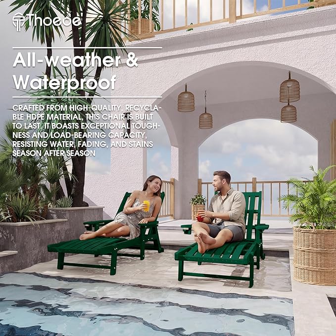 Patio Chaise Lounge Chair Set of 2, Oversized Lounge Chair Outdoor - Image 7