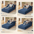 80 Inch Chaise Lounge Chair Indoor, Oversized Corduroy Upholstered Boneless - Image 5