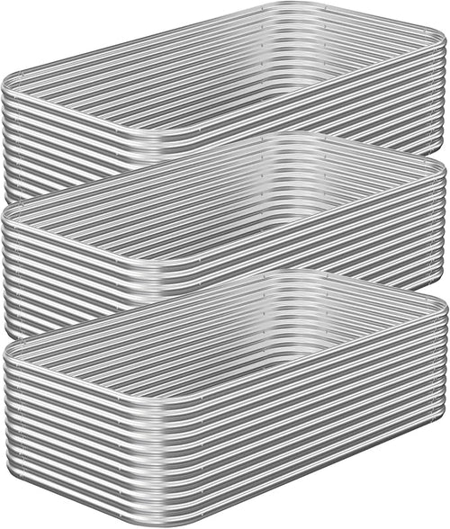 3 Pack Tall 4x2FT Corrugated Galvanized Steel Raised Garden Bed Outdoor by CATMANOR