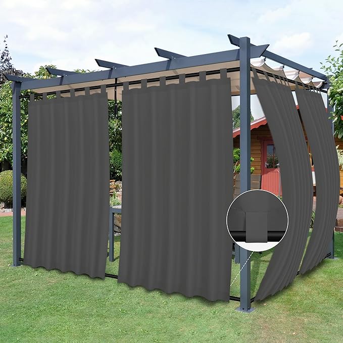 Easy-Going Outdoor Patio Curtains Detachable Tab Top Windproof Weatherproof by Easy-Going