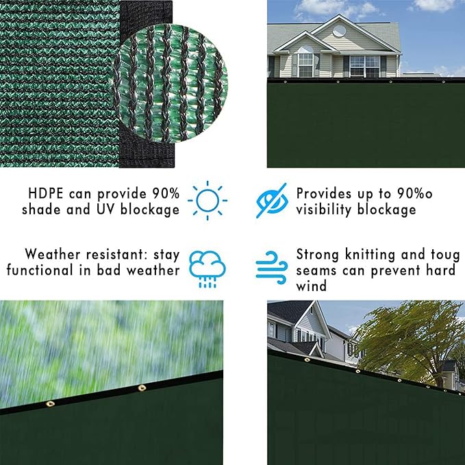 UPGRADE Privacy Fence Screen 6'x56' Dark Green Outdoor 90% Visibility Blockage - Image 6