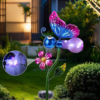 VCUTEKA Solar Garden Lights Metal Flower Decor Colorful Solar Pathway Light - Image 3