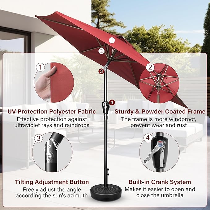 Simple Deluxe 9' Patio Umbrella Outdoor Table Market Yard Umbrella - Image 3