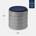 Best Choice Products Round Wicker Ottoman, Additional Seating, Side Table - Image 2