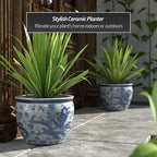 Red Lantern 14" Dragon Blue & White Porcelain Fishbowl Planter or Cachepot - Image 2