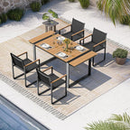 Outdoor Table and Chairs of 4, Patio Dining Sets, HDPS + Aluminum Outdoor by Oasbira