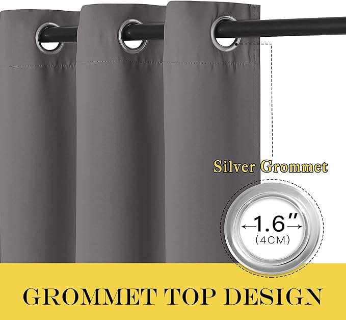 NICETOWN Blackout Gray Curtain 102 inch Length, Grommet Extra Long Thermal - Image 2