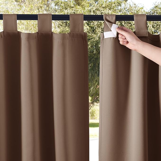 NICETOWN Outdoor Curtainss for Patio Waterproof, Self-Stick Tab Top Blackout by NICETOWN