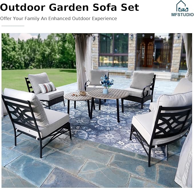 MFSTUDIO Patio Furniture Set, 8 Seats Half-Moon Curved Outdoor Sectional Sofa - Image 8