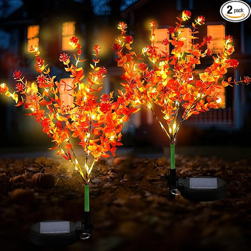 2 Pack Solar Stake Lights Outdoor Decor Waterproof Mums Artificial Flowers by Glooglitter