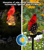 Cardinal Decor Solar Garden Decor Waterproof Red Bird Figurine Solar Stake - Image 3