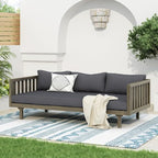 Merax Solid Acacia Wood Couch Chaise Lounge Chair Indoor, 3 Seater Daybed Sofa - Image 6