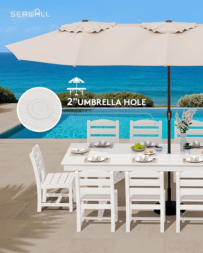 SERWALL Outdoor Dining Table, All Weather HDPE Outdoor Furniture - Image 5