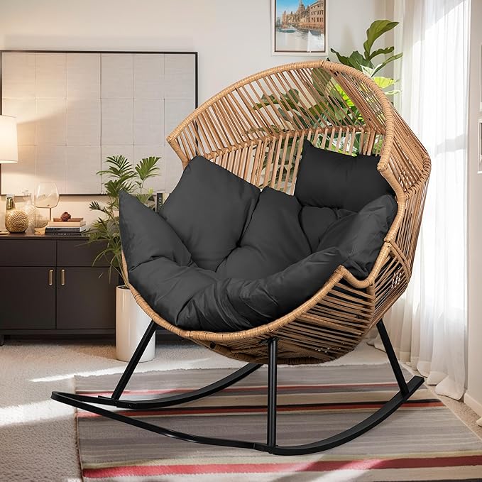 Vongrasig Wicker Egg Chair PE Rattan Rocking Chair by Vongrasig