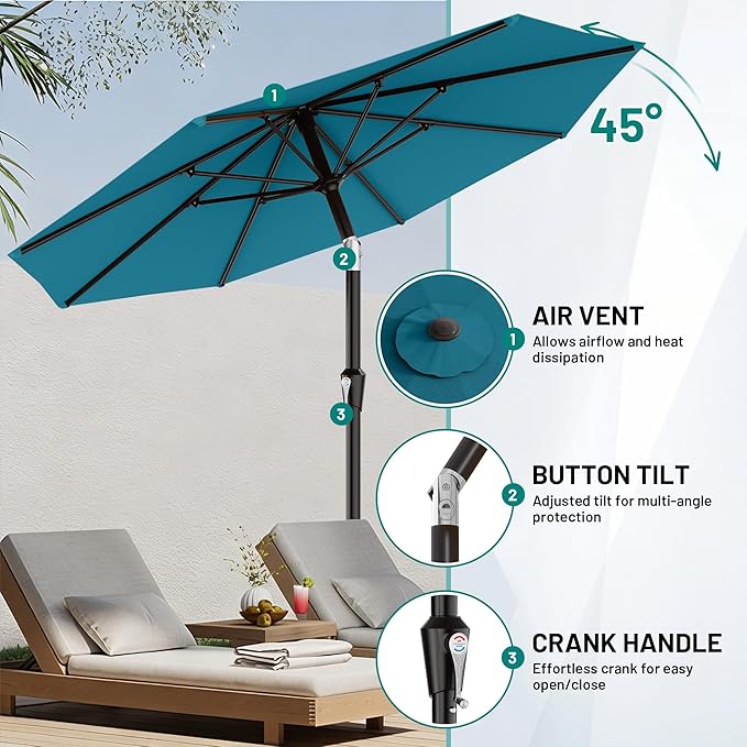 AreShark 9 FT Patio Umbrella for Outdoor, Outdoor Table Umbrella - Image 5
